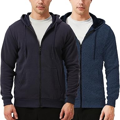 【LON】TWO SIDE SWEATSHIRT #04 TEX2FIT 2-Pack Zip Up Hoodies for Men, Fleece Full Zip